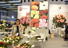 Rosa Eskelund at the Roses Forever/Viking Roses stand. Many new potential customers were interested in their varieties that were on display, so Eskelund had a busy three days full of business meetings.